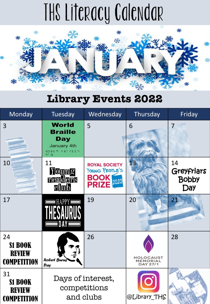 List of Events on Offer in January for the Library - please contact the library for more details